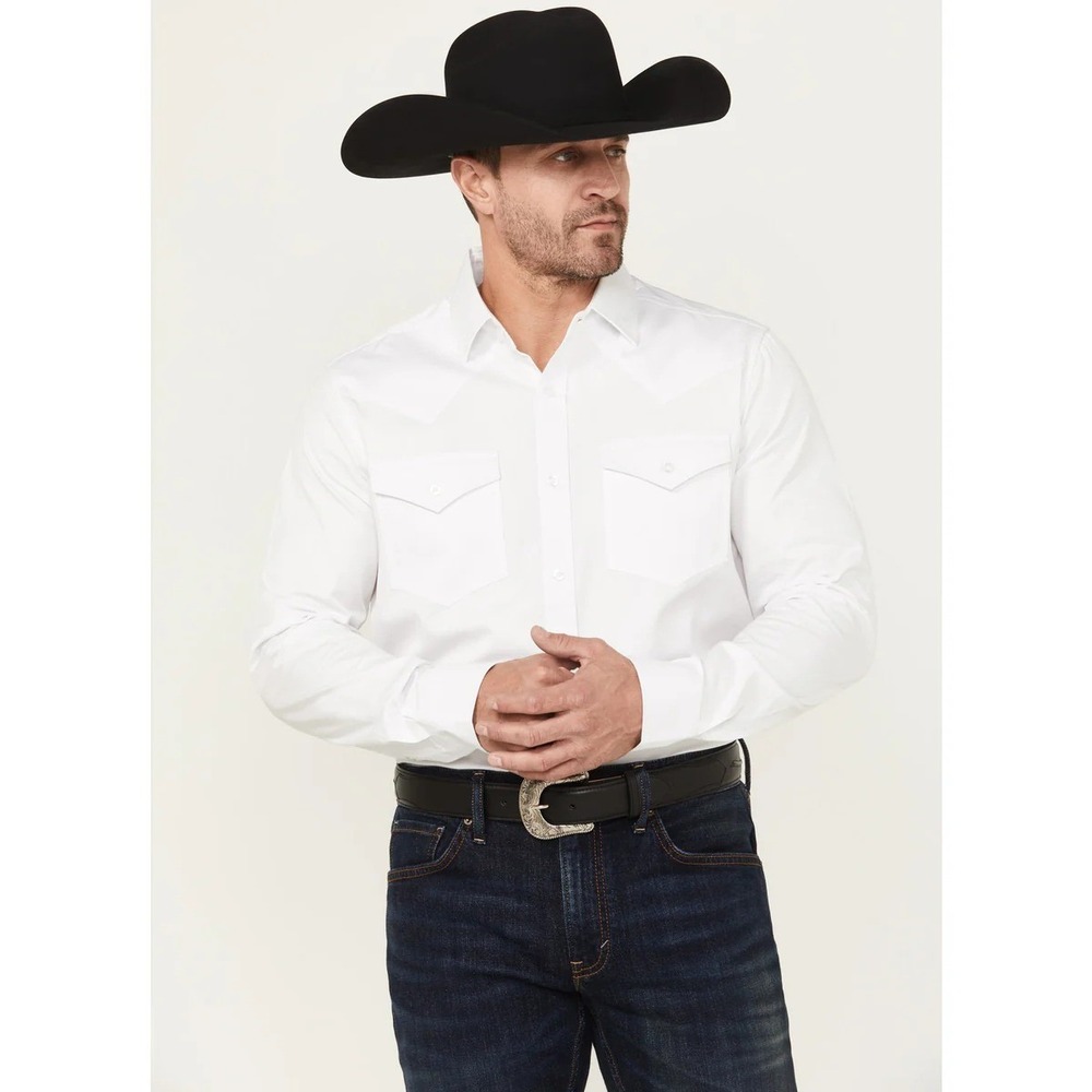 Cody James Black 1978 Lawman Mens Western Shirt White Cotton Long Sleeve Small